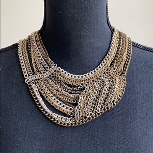 3-tone chain statement necklace